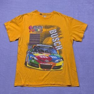 NASCAR Kyle Busch M&Ms Mens Large Racing T Shirt Yellow Toyota Camry 18